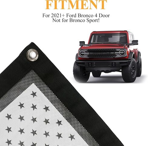 Sunshade Top Cover for Ford Bronco 2-Door,Bikini Mesh Sun Shade Soft and Hard Top Sunroof for Ford Bronco 2021 2022 2023 Accessories,Blocks UV,Wind,Noise,America Flag in Saudi Arabia