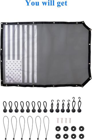 Sunshade Top Cover for Ford Bronco 2-Door,Bikini Mesh Sun Shade Soft and Hard Top Sunroof for Ford Bronco 2021 2022 2023 Accessories,Blocks UV,Wind,Noise,America Flag in Saudi Arabia