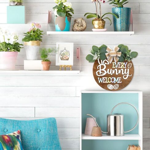 علامة الباب الأمامي لعيد الفصح السعيد ثلاثية الأبعاد، علامة خشبية للترحيب بكل أرنب، (11.4 بوصة × 11.4 بوصة جاهزة للتعليق) زينة أقواس عيد الفصح، ديكور أكاليل أرنب عيد الفصح الجميلة للشرفة، الفناء، الحديقة، داخلي، خارجي in Kuwait