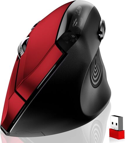 memzuoix ماوس لاسلكي مريح، ماوس بصري لاسلكي مطور 2.4G مع 800/1200/1600 نقطة في البوصة، ماوس كمبيوتر لاسلكي عمودي لأجهزة الكمبيوتر المحمول، ماك، الكمبيوتر الشخصي، سطح المكتب (لليد اليمنى، كبير)، ماوس أسود in Kuwait