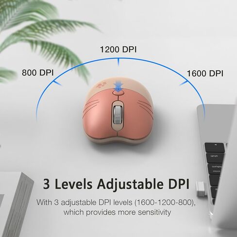 ماوس لاسلكي لطيف على شكل قطة، ماوس لاسلكي صامت بتردد 2.4 جيجا هرتز، توصيل وتشغيل مستقبل USB، 3 نقاط لكل بوصة قابلة للتعديل، متوافق مع أجهزة الكمبيوتر المحمول والكمبيوتر الشخصي والكمبيوتر المحمول والكمبيوتر - أرجواني ملون in Kuwait