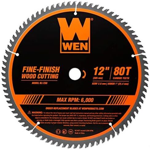WEN BL1280 12-Inch 80-Tooth Fine-Finish Professional Woodworking Saw Blade for Miter Saws and Table Saws in Saudi Arabia