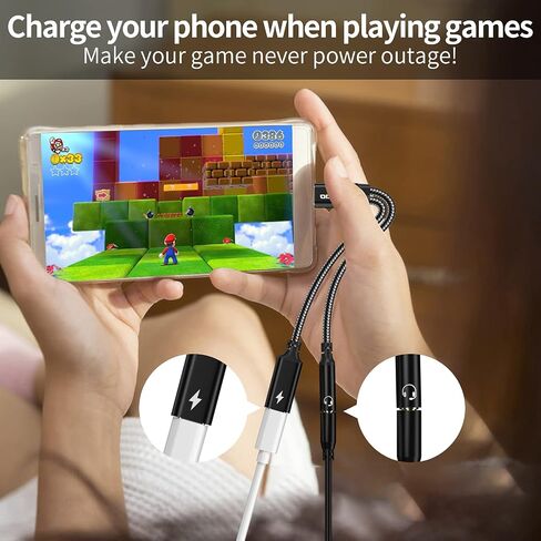 KOOPAO USB C to 3.5mm Headphone Charger Adapter, 2 in 1 Type C 3.0 Aux Audio Jack DAC Quick 60W PD Fast Charging Cable Compatible for Samsung Galaxy S23 S23+ S23 Ultra (Black) in Saudi Arabia