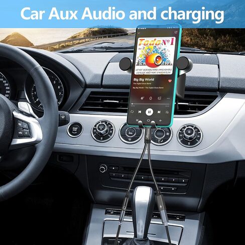 KOOPAO USB C to 3.5mm Headphone Charger Adapter, 2 in 1 Type C 3.0 Aux Audio Jack DAC Quick 60W PD Fast Charging Cable Compatible for Samsung Galaxy S23 S23+ S23 Ultra (Black) in Saudi Arabia