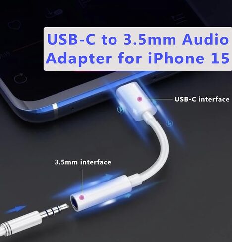 [معتمد من Apple MFi] محول مقبس سماعة الرأس USB-C إلى 3.5 ملم لهاتف iPhone 15، وكابل صوت USB C إلى Aux متوافق مع iPad Pro، وSamsung Galaxy S23/S22، وiPhone 15 Pro/Pro Max/Plus، وGoogle Pixel 7/6 in Kuwait