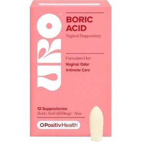 o positiv uro boric acid arginal arginal - مع حمض اللبنيك ، والألوة للإغاثة السريعة والتحكم في الرائحة المهبلية - خالية من البارابين والأصباغ والعطور - 12 عدد (حزمة 1)