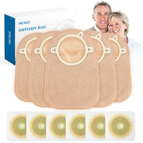 60pcs Ostomy Supplies Colostomy Bags 2 Piece Closed End, Two-Piece System Disposable Ostomy Pouch for Ileostomy Stoma Care, Travel Backup, Cut-to-Fit, 70mm Max (40 x Ostomy Bag + 20 x Skin Barrier）