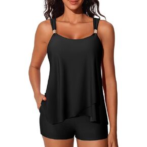Summer Mae Womens Tankini Swimsuits Ruffle Bathing Suits 2025 Swimming Suits Tummy Control High Waisted Shorts