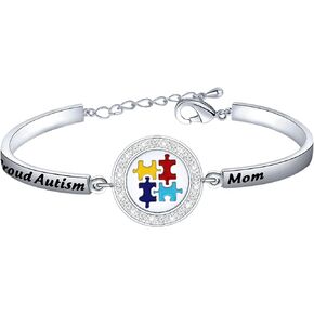 FEELMEM Autism Awareness Gift Proud Autism Mom Bracelet Speaks Autistic Support Mom Gift