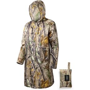 Men's Camo Rain Jacket Waterproof Lightweight Windbreaker for Hunting Hiking Outdoor