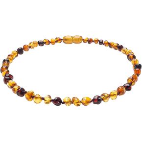 GENUINE AMBER Necklace From Baltic Sea made with Polished Cognac and Polished Cherry 19.7 Inches (Adult)