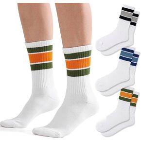 3-6Pairs CUSHIENTED CREW SOCKS RETRO STRINGING SIDS