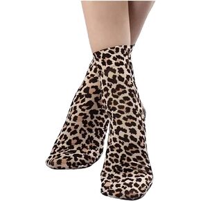 COZYEASE Women's 2 Pairs Leopard Print Ankle Socks Lightweight Soft Casual Y2k Crew Socks