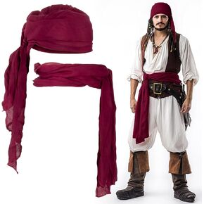Adult Pirate Costume accessories - Pirate Head Scarf and Pirate Belt,Halloween Women Men Pirate Accessories,red bandana,Sturdy and durable,for Halloween party,Cosplay,anime costumes