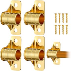 4 Pcs Outside Mount Curtain Rod Bracket 3/8" Brass Bracket Set for 3/8" Rodding