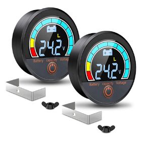2pcs مقياس سعة البطارية مقياس الجهد ، 12 فولت 24V 48V 60V 84V IP67 ماء LCD شاشة مراقبة الجهد المنخفض للليثيوم ، الحديد الليثيوم ، بطاريات حمض الرصاص في عربة الجولف ، السيارة ، دراجة نارية ، قارب