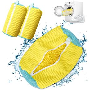 Toffos Shoe Washing Bag for Washing Machine,Shoes Cleaning Bag，Reusable Shoe Washing Bag for All Shoe Types And Sizes (Yellow 2pcs)