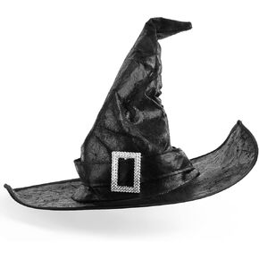 Srnede Halloween Witch Hat Witches Hats Black Witch Hat Women Adult Wizard Men Costume Cosplay Party Girl Wide Brim Pointed Hat Accessory