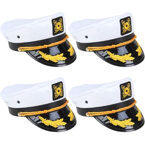 Olgaa 4 Pack Captain Hats قابلة للتعديل لليخوت البحرية البحرية القبعات عائلة كروز ملحق للرجال النساء والأطفال (Style1)