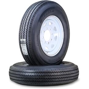 مجموعة عجلة الإطارات المقطورة ST225/90D16 10-PLY E 123L 8 LUG على 6.5 "PCD White Rim ، مجموعة 2