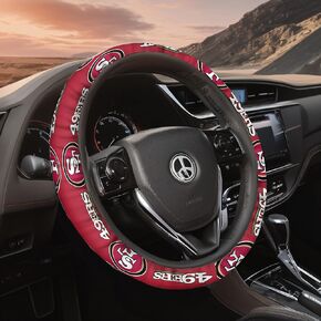 49ers Steering Wheel Cover Car Accessories, 14 Inch Steering Wheel Cover Truck SUV Car, Car Steering Wheel Covers for 49ers Sports Fans