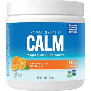 Natural Vitality Calm Magnesium Supplement, Anti-Stress Drink Mix Powder, Gluten Free, Vegan, & Non-GMO, Orange, 8 oz