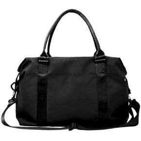 Travel Duffle Bag for Women Men Waterproof Sport Gym Bag Luggage Bag for Airplane Weekender Overnight Bag Large Capacity Carry On Tote Bag with Trolley Sleeve (Black)