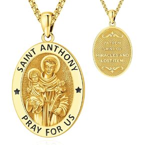 Saint Necklace S925 Sterling Silver Patron St Amulet Medal Protection Pendant Jewelry for Men Women