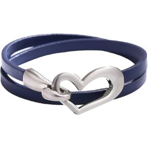 Leather Heart Bracelet for Women Leather Choker Collar Necklace Charm Bracelets Heart Warp Bracelet Trendy Jewelry Valentines Day Gifts for Her