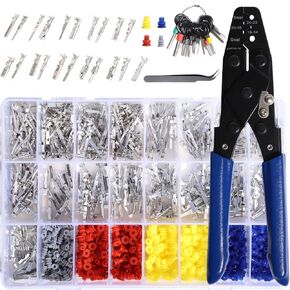 Connector Pins Automotive Electrical Wire Terminal Kit Non Insulated Male Female Crimp 21Type 1/1.5/1.8/2.2/2.8/3.5mm Auto Motorcycle ATV Crimp Tool Set