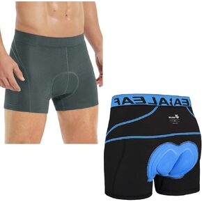 baleaf Men's Padded Bike Shorts Cycling Underwear MTB Liner 2 Pack（Black Blue & Grey L）