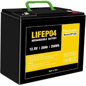 12V 20Ah LiFePO4 Battery Pack - Ultra-Lightweight, Compact Lithium Iron Phosphate Battery with BMS, 5X Longer Lifespan Than Lead Acid