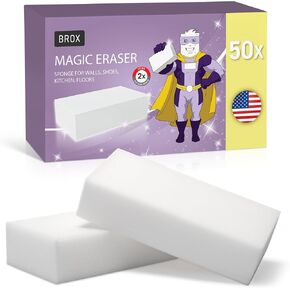 Magic Eraser Sponge - Magic Erasers 18 Count - Long Lasting Melamine Sponge - Sneaker Eraser - Shoe, Bathroom, Shower, Wall Cleaner - Multi Surface Foam Cleaning Pads - Extra Durable Eraser Sponges