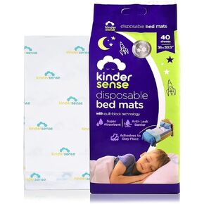 KinderSense® Ultra Absorbent Disposable Bed Pads for Potty Training 33.5" x 31" (40 Count) - Bedwetting Mat & Mattress Protector - Incontinence Pads with Adhesive Leakproof | Alt. to Training Pants