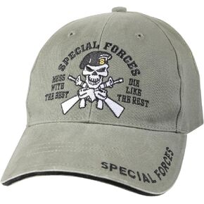 Rothco Vintage Special Forces Low Profile Cap, Olive Drab - Mess with The Best, Die Like The Rest