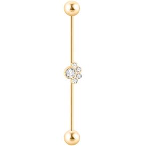 16G Pawprint Industrial Barbell Earrings for Women Men Stainless Steel CZ Footprint Long Cartilage Helix Piercing Barbell Earrings Industrial Piercing Jewelry