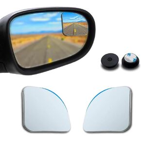 2 PCS مرآة البقعة العمياء ، محدب على شكل مروحة قابلة للتعديل قابلة للتعديل HD بمساعدة المرآة العكسية ، ملحق تعديل البديل ، ملاءمة عالمية لمعظم السيارات (أبيض)