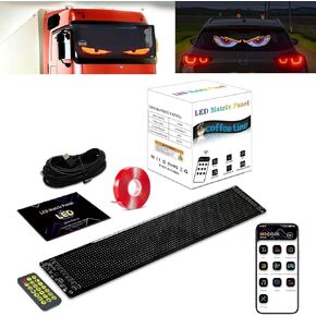 Devil Eyes Lights for Cars, Led Eyes for Car Windshield, Led Flexible Transparent Film Screen, DIY Car Dynamic LED Smart Colorful Lamp Soft Screen with APP and Remote Control 595 * 120mm