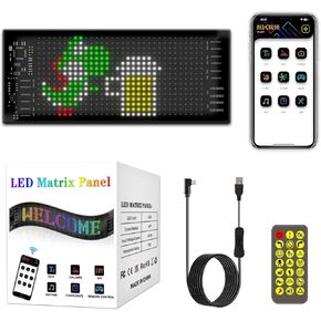 LED Eyes for Truck Windshield, 52.4x7.6in Ojos led para Carro, DIY Programmable LED Matrix Panel, Remote + APP Dual Control, for Car Truck SUV Neon Sign Cool Accessories