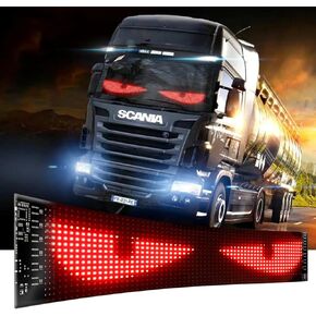 Light Eyes Eyes Light للسيارات ، 35.4''x7.6 '' شاشة عرض LED مرنة كبيرة ، علامة LED للتمرير القابلة للبرمجة للزجاج الأمامي ، أضواء العين الكبيرة الديناميكية مع التحكم عن بعد الشاحنات وسيارات الدفع الرباعي