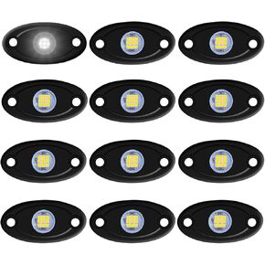 12 Pods Blue LED Rock Lights Neon Underglow Light for Car Truck ATV SUV Under Body Glow Light Trail Fender Lighting