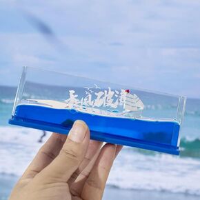 Dynamic Unsinkable Sailing Ship in a Box Decor – Mesmerizing Sailboat Model Fluid Drift Bottle Motion Desk Art, Home&Office Tabletop Decorations Ornament Gifts for Nautical Enthusiast (Sailboat-2)
