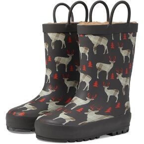 Western Chief Waterproof Rubber Rain Boot, Deer Plaid, 3 US Unisex Little Kid