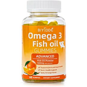 Omega-3 Fish Oil Supplements: Pure 1000mg Omega-3 Gummies Support Heart Joint Eye Brain Immune Health 60 Gummies 30 Day Supply