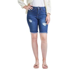 Women's Vintage Dream Bermuda Shorts with Frayed Hem, S Midnight Sky Blue, 10