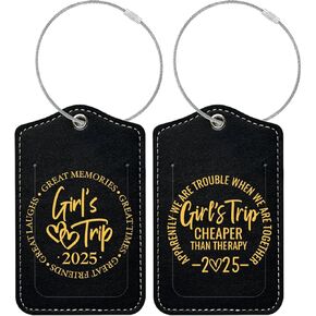 4 Pcs Girls Trip Luggage Tag,2025 Name ID Labels with Privacy Cover and Metal Loop,Suitcase Tags Travel Tags for Luggage, Luggage Identifiers for Suitcases with Name ID Label Travel Essentials