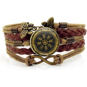 Viking Compass Protect Bracelet for Women Turquoise Charm Bracelets Viking Norse Jewelry for Women