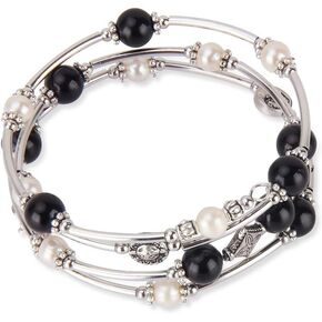Shell Pearl Adjustable Bracelet for Women, Bangle Twisted Wrap Stackable Bracelet Boho Style
