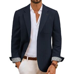 PJ PAUL JONES Mens Linen Casual Sport Coats Lightweight Two Buttons Blazer Jackets