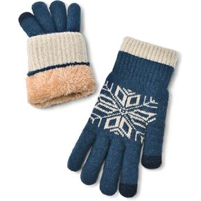 Winter Wool Knit Gloves for Men Women, Fleece Lined Warm Stretchy Glove with Touch Screen Fingers for Driving Texting